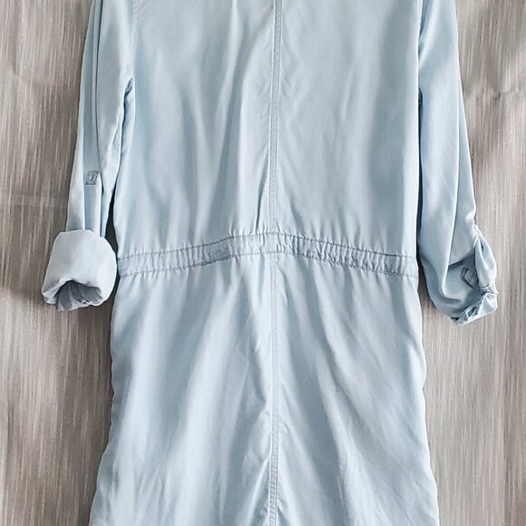 CALVIN KLEIN Chambray Denim Shirt Dress Roll-up Sleeve Zip Up Drawstring *READ - Picture 8 of 10